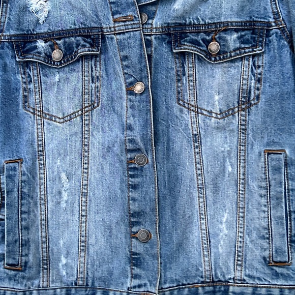 Distress Denim Jean Jacket Oversized Boyfriend  Fit size M - Picture 4 of 4